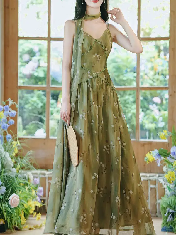 Floral Chiffon Maxi Dress