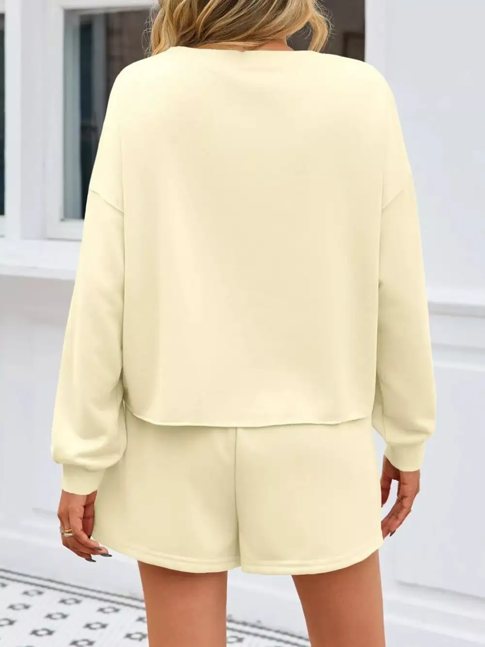 Pearl Embellished Round Neck Top and Skort Set