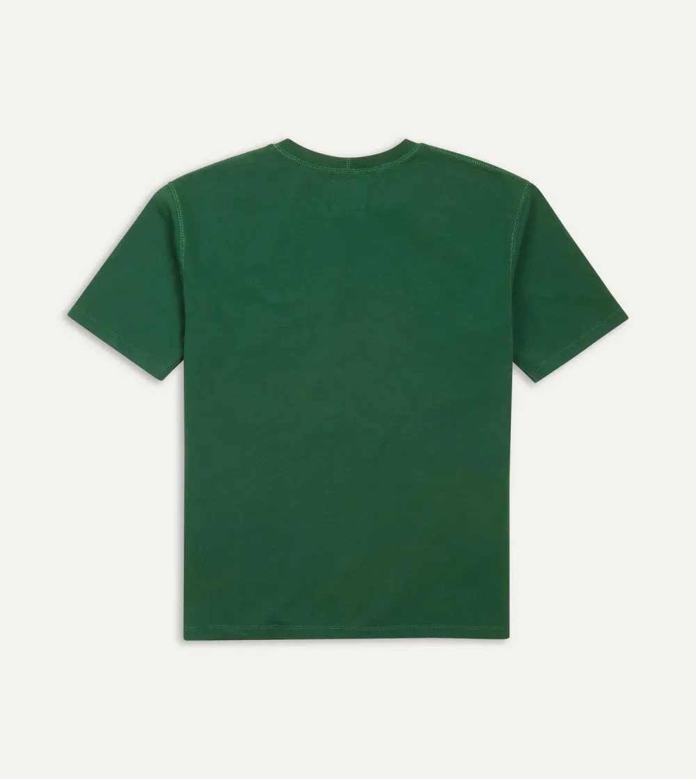 Casual Style Forest Green Cotton Crew Neck Hiking T-Shirt