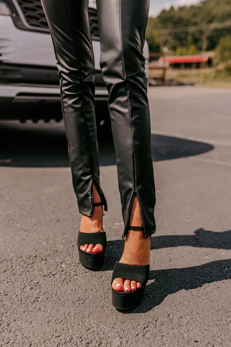 Simple High-End Women's Slim Leather Pants