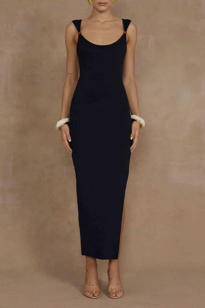 Cotton Slit Midi Dress