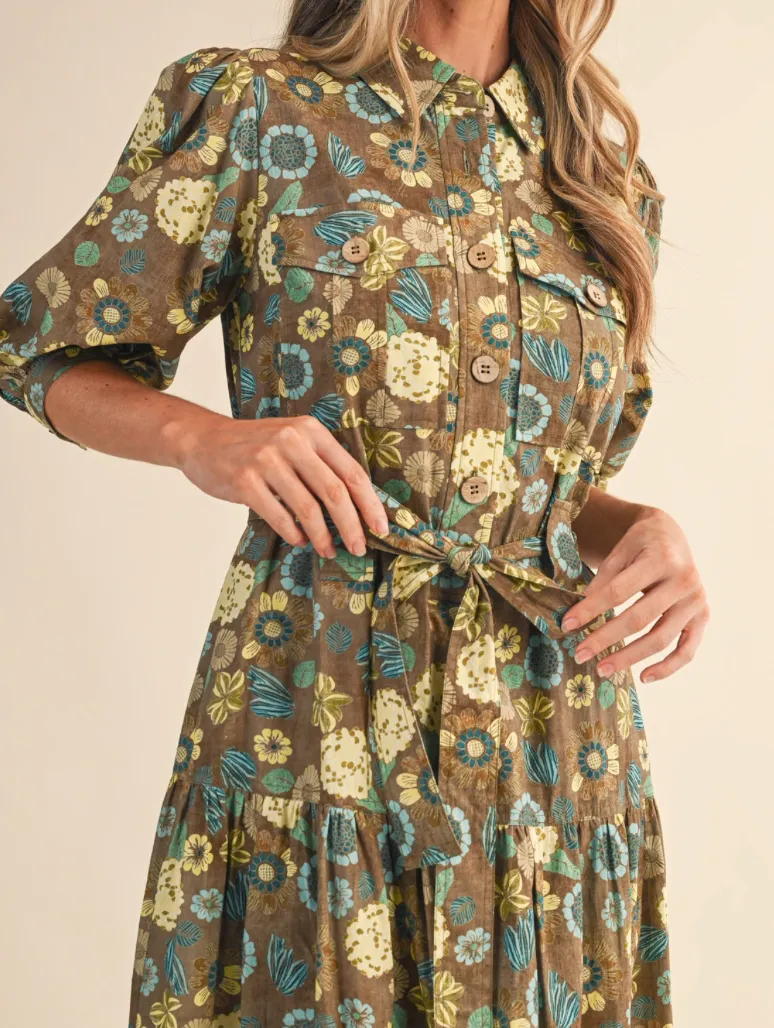 Garden Print Midi Dress