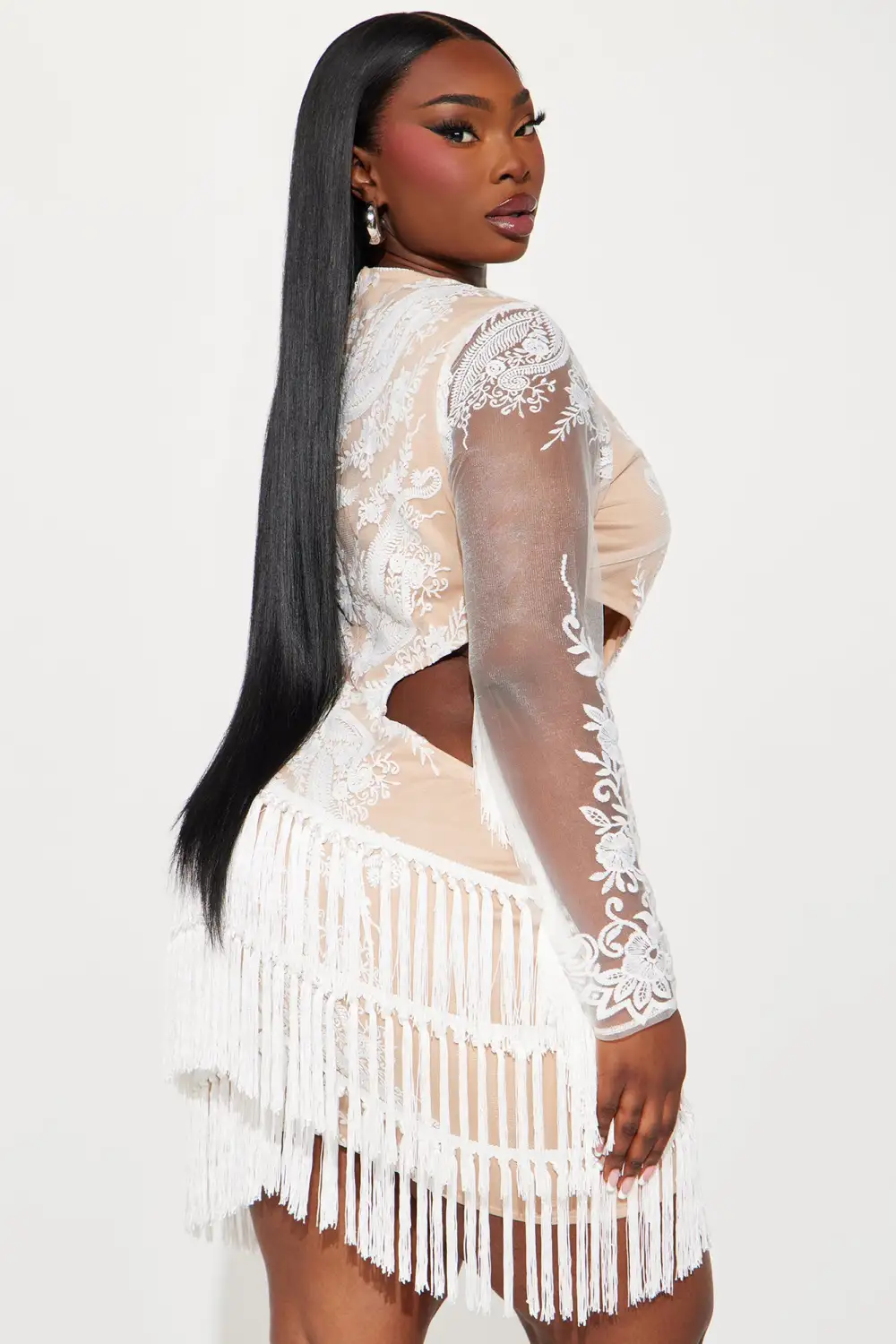 Gwen Lace Mini Dress - White/combo