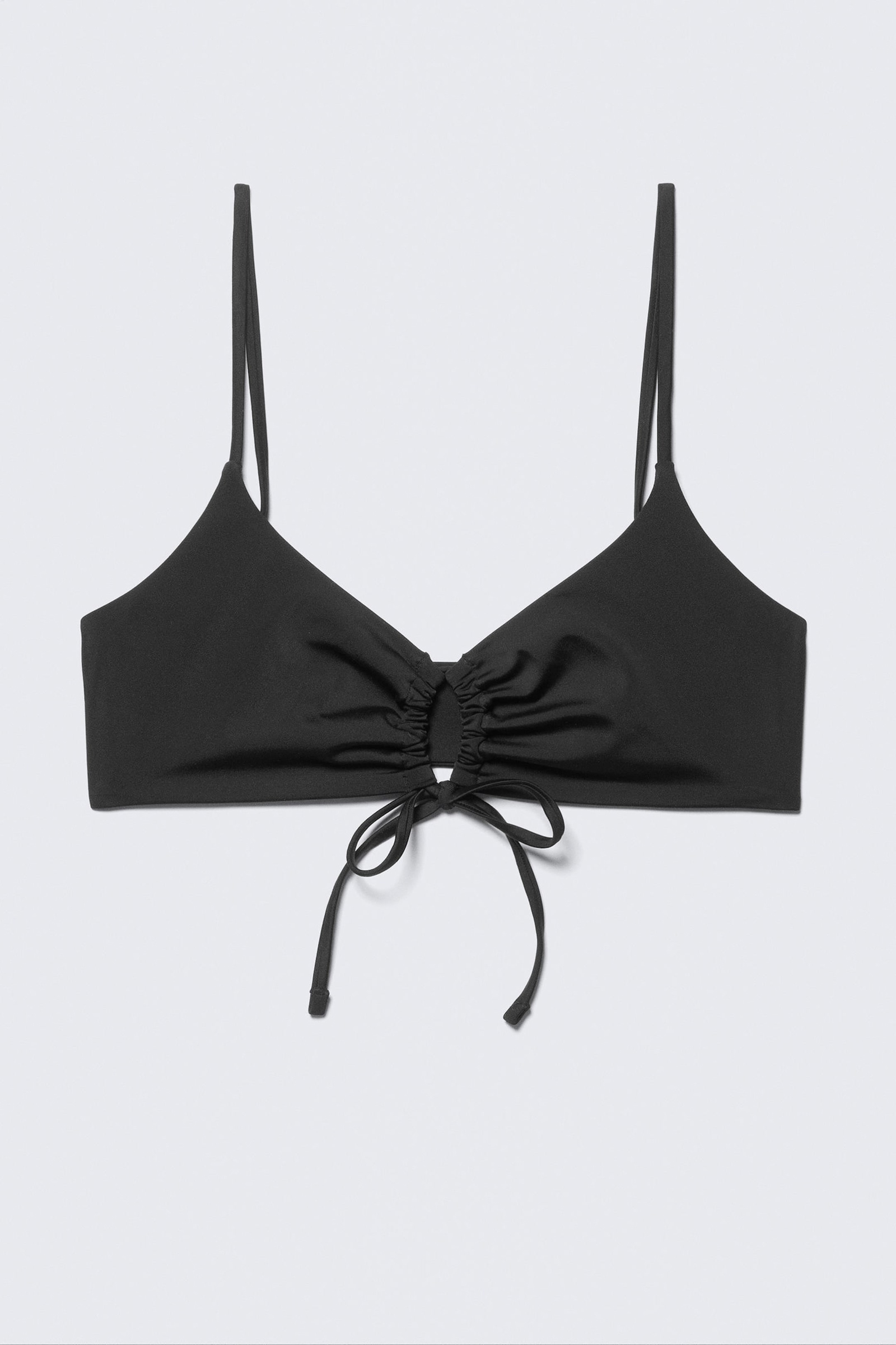 Drawstring Plain Bikini Top