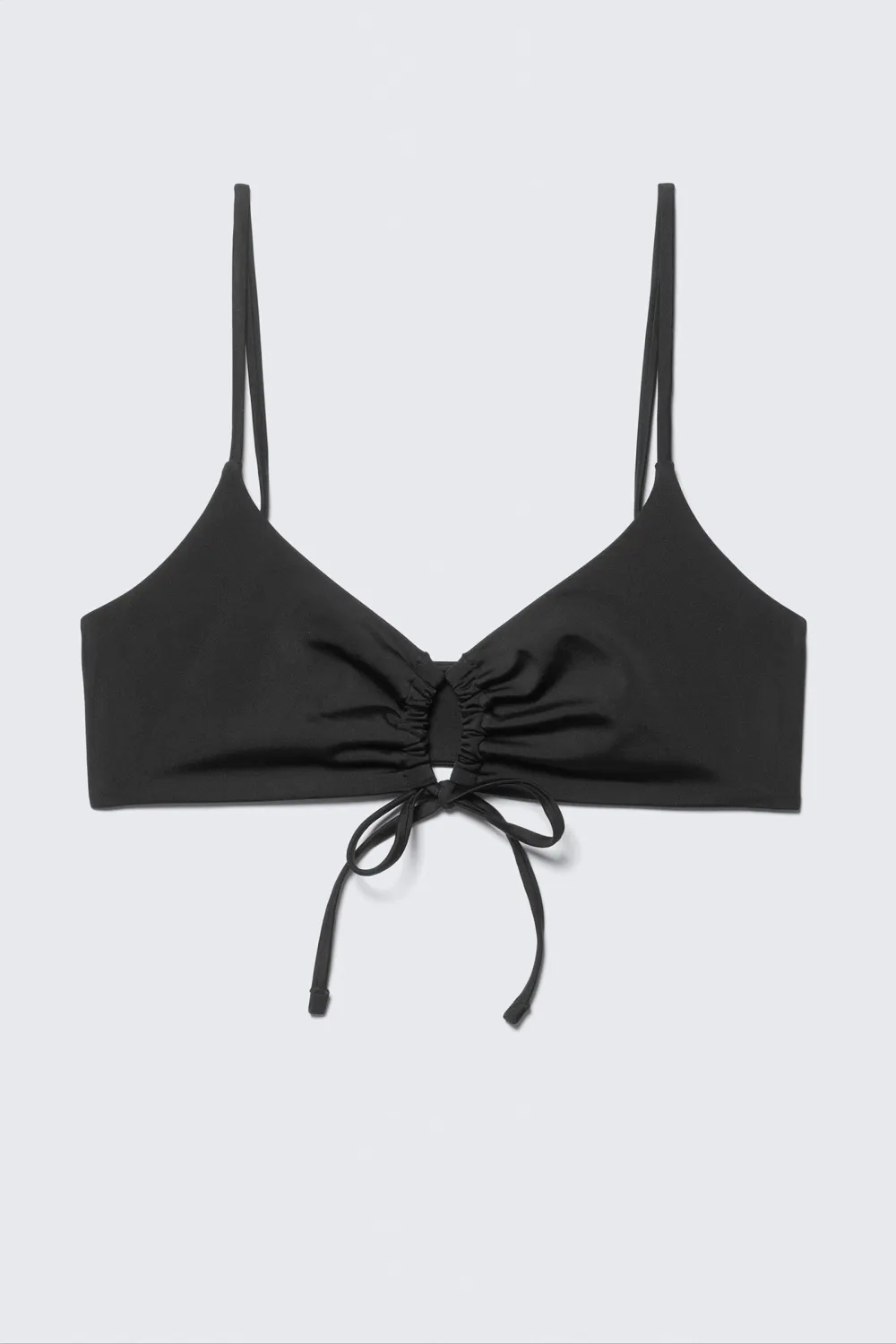 Drawstring Plain Bikini Top
