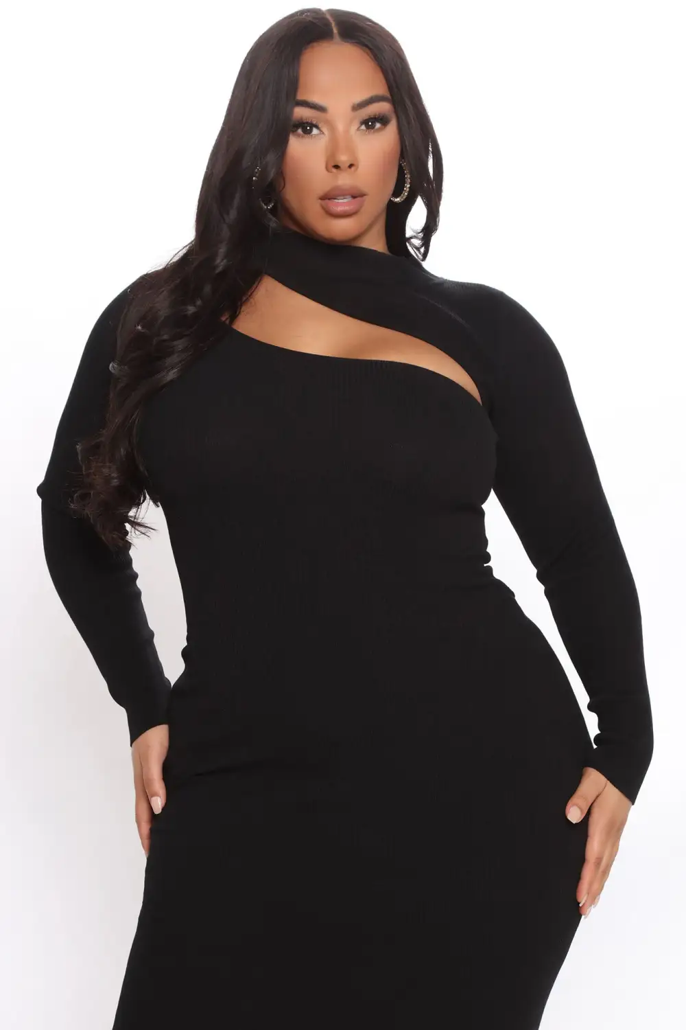 Making The Cut Midi Sweater Dress - Black