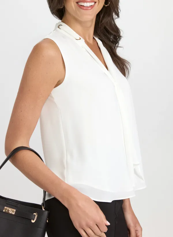 Lace V-Neck Tie-Front Top