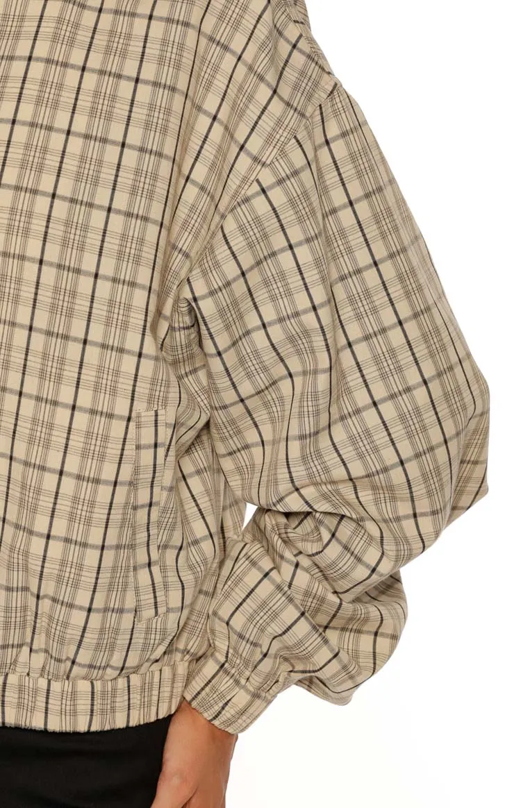 Funnel Neck Plaid Funnel Jacket