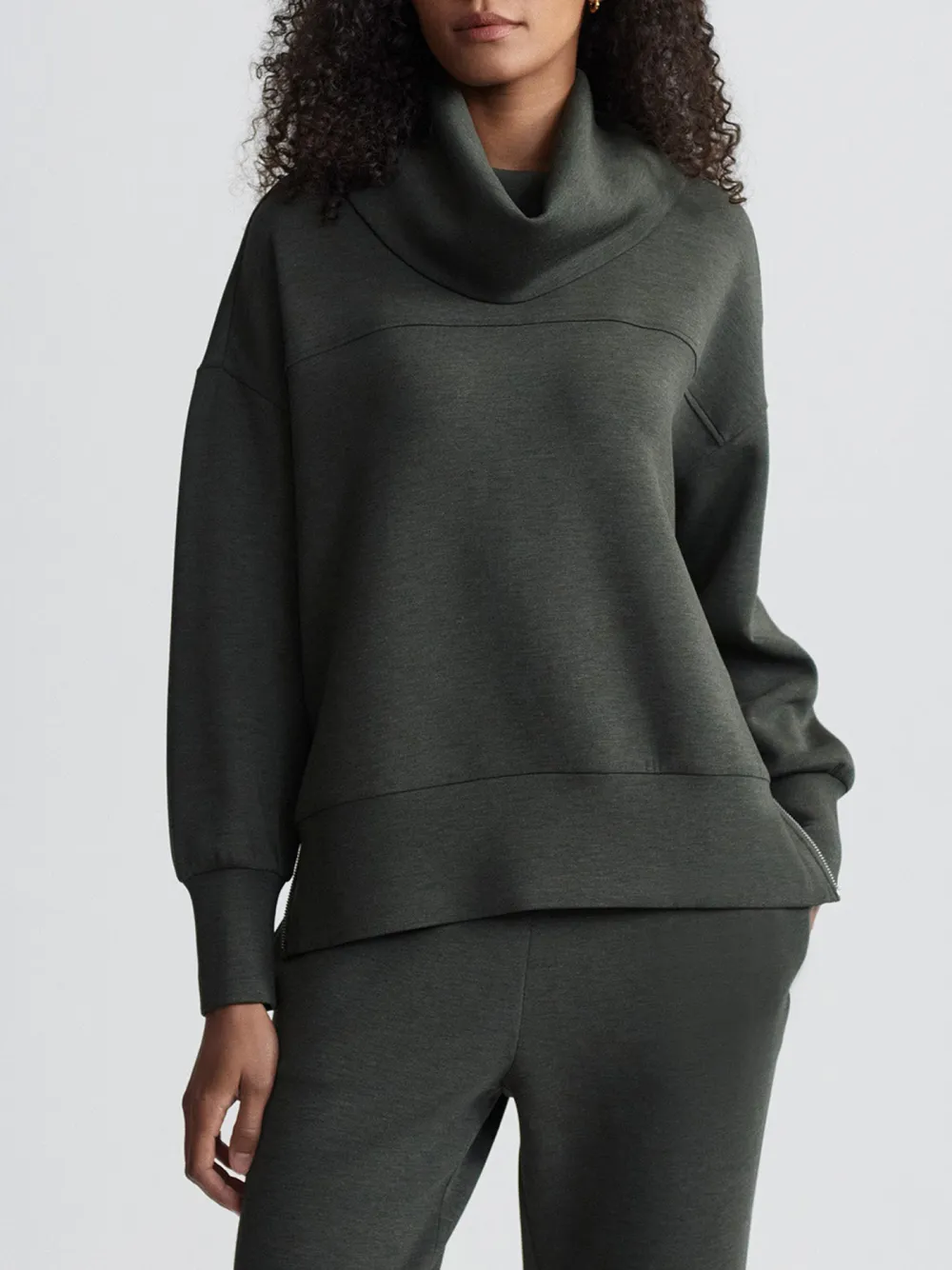 Elegant Cowl-Neck Loose-Fit Sweatshirt
