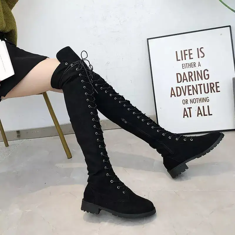 Lace-Up Over Knee Boots