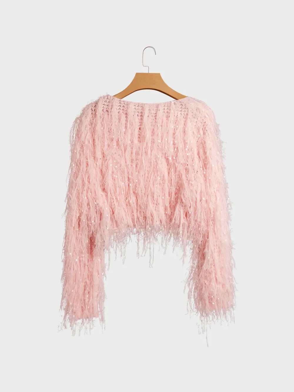 Knitted Hollow Out Hoodie Plain Long Sleeve Cardigan