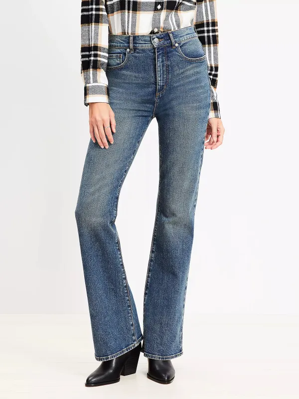 High Rise Slim Flare Jeans In Mid Vintage Wash