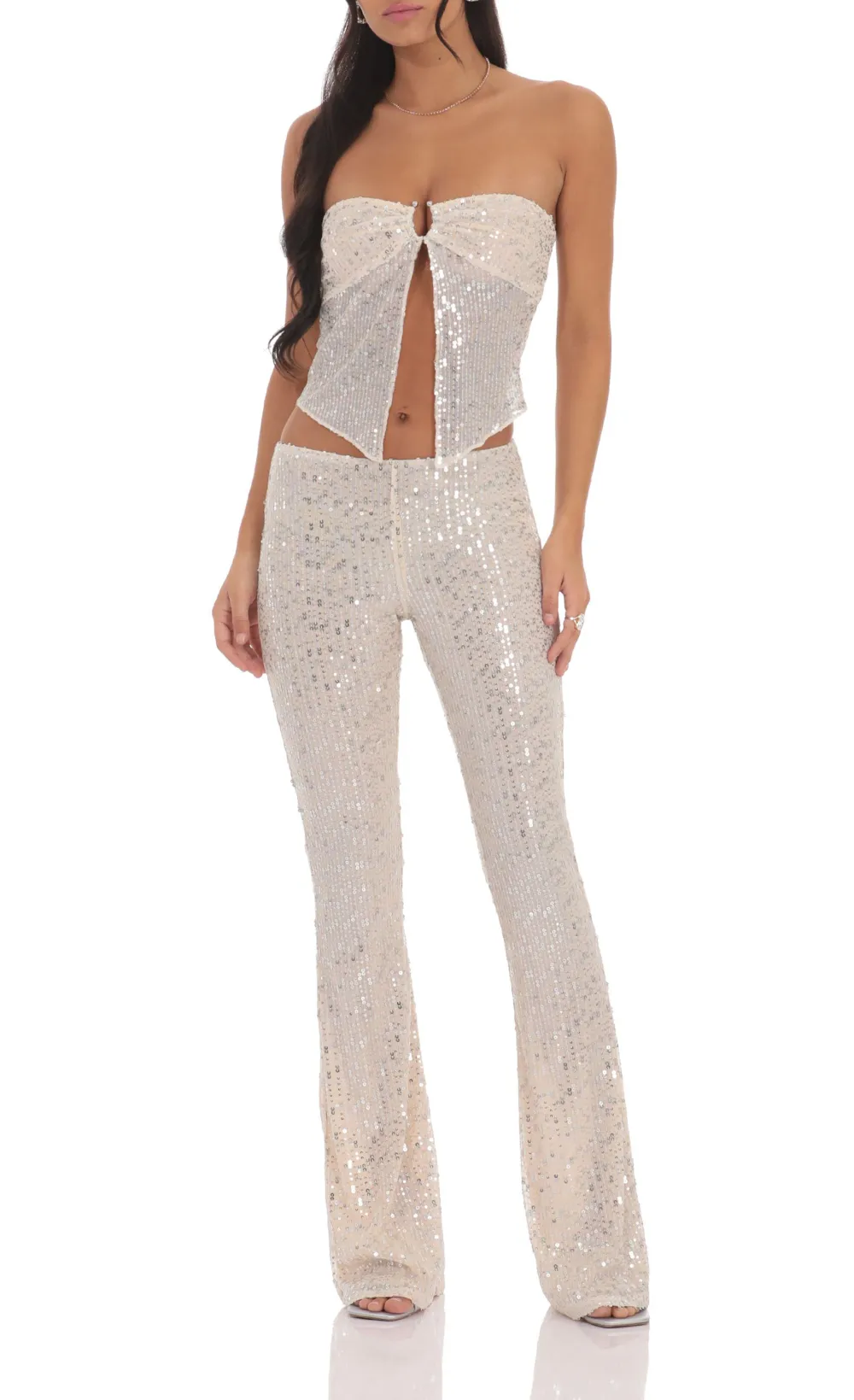 Flyaway Sequin Two Piece Set in Champagne