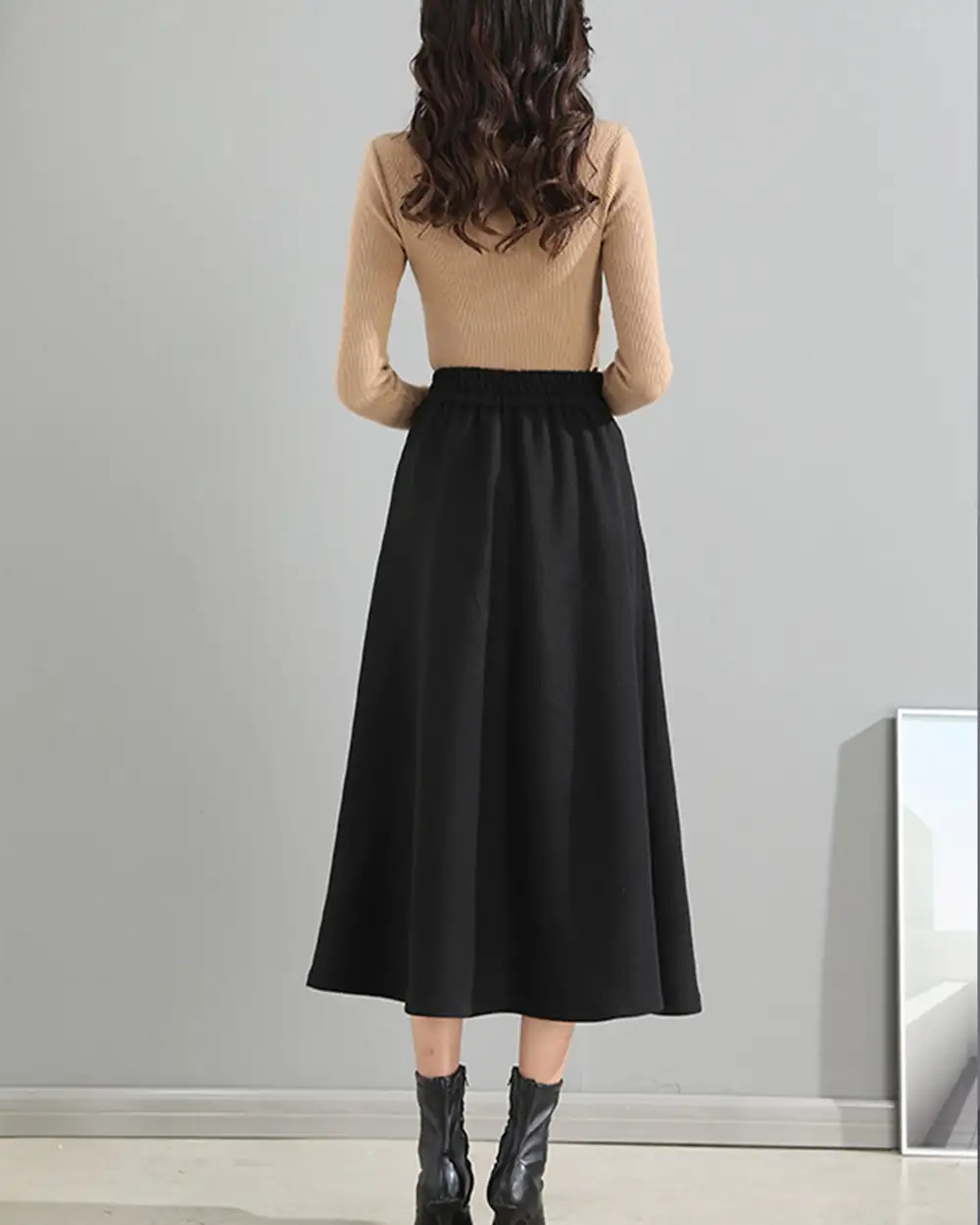 Everyday Pocketed Wool A Line Maxi Skirt