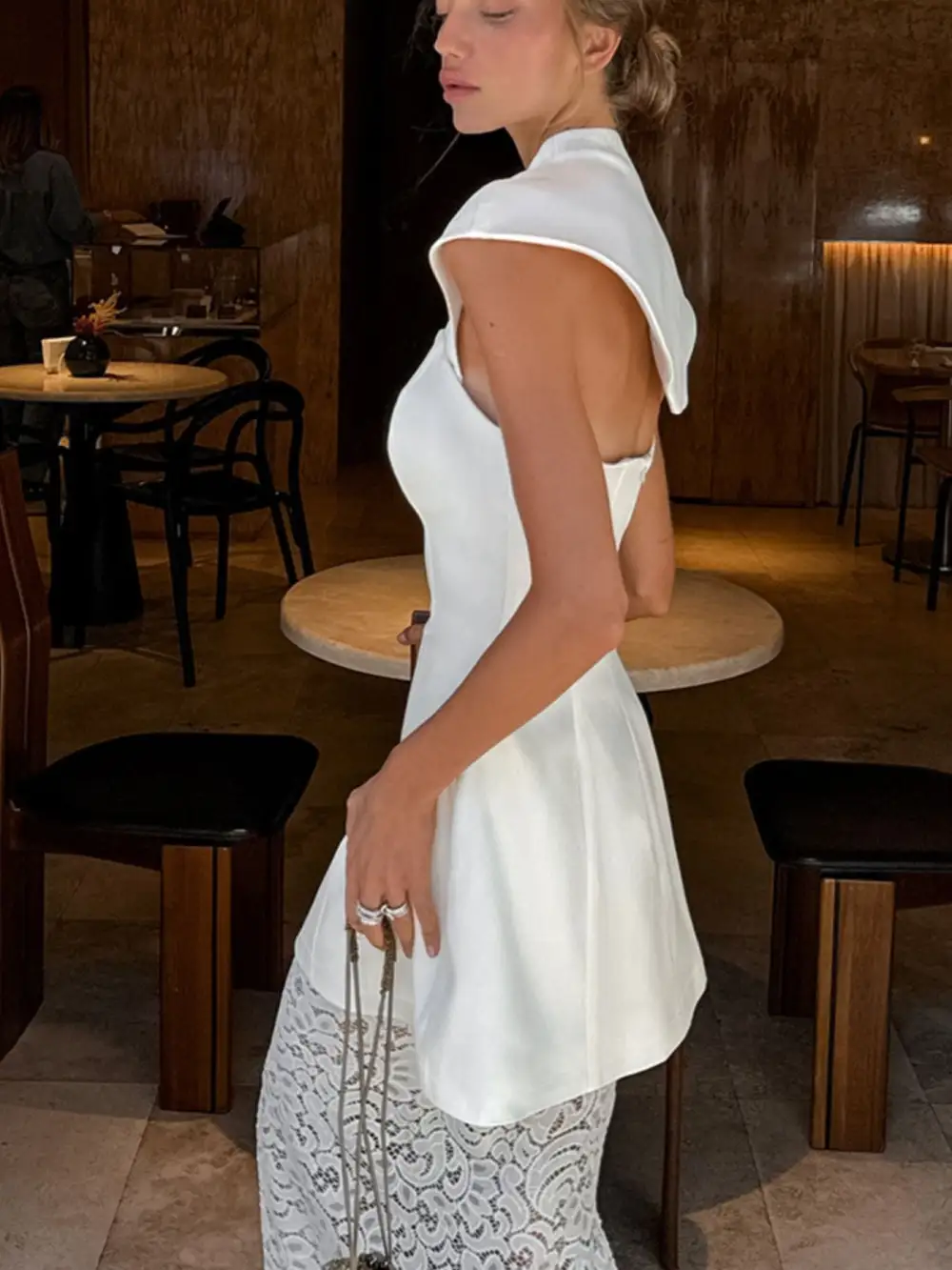 Button Front Cap Sleeve Coordinated Set Accessory