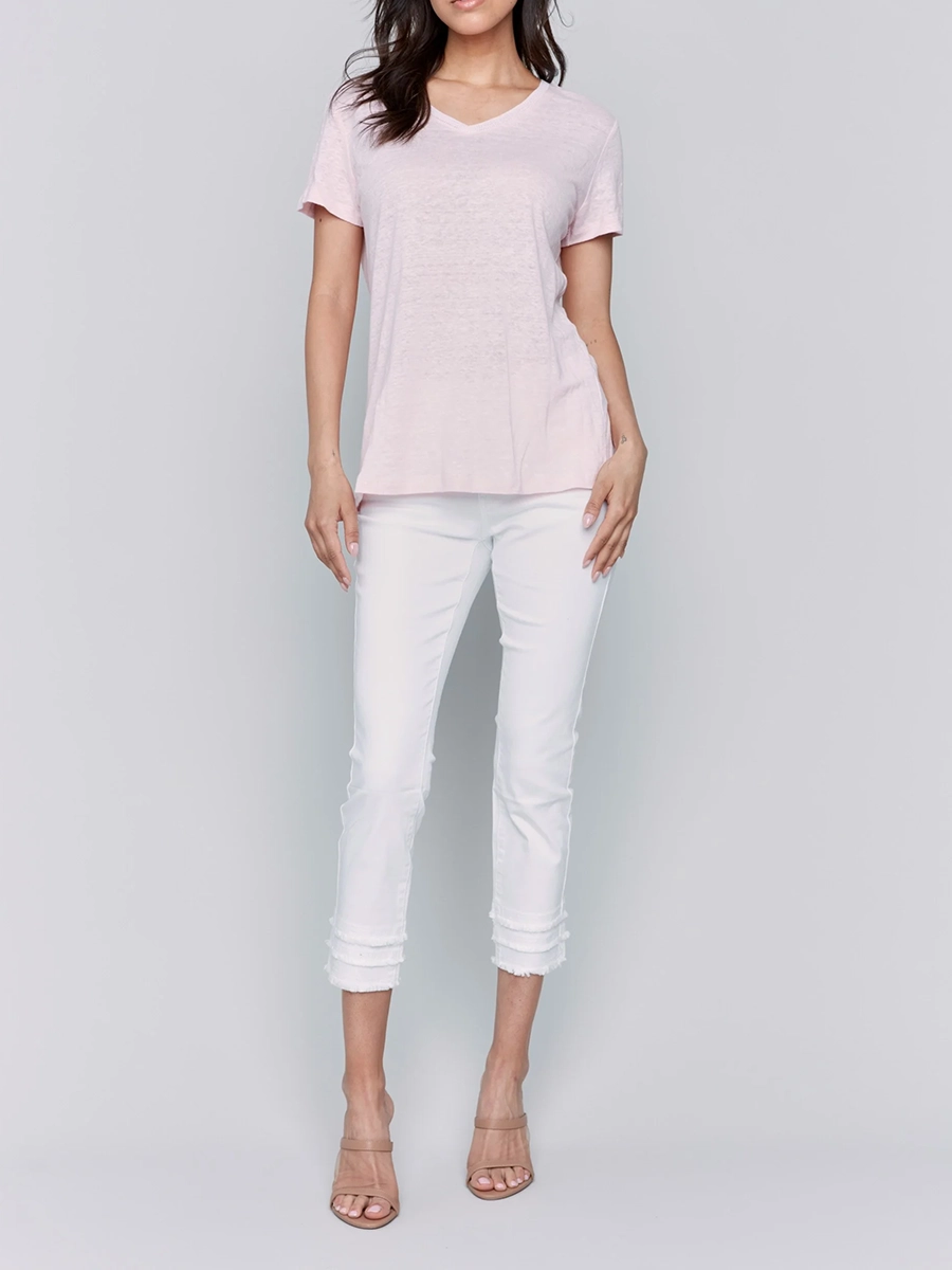 Cool Linen Breathable V-Neck Short Sleeves