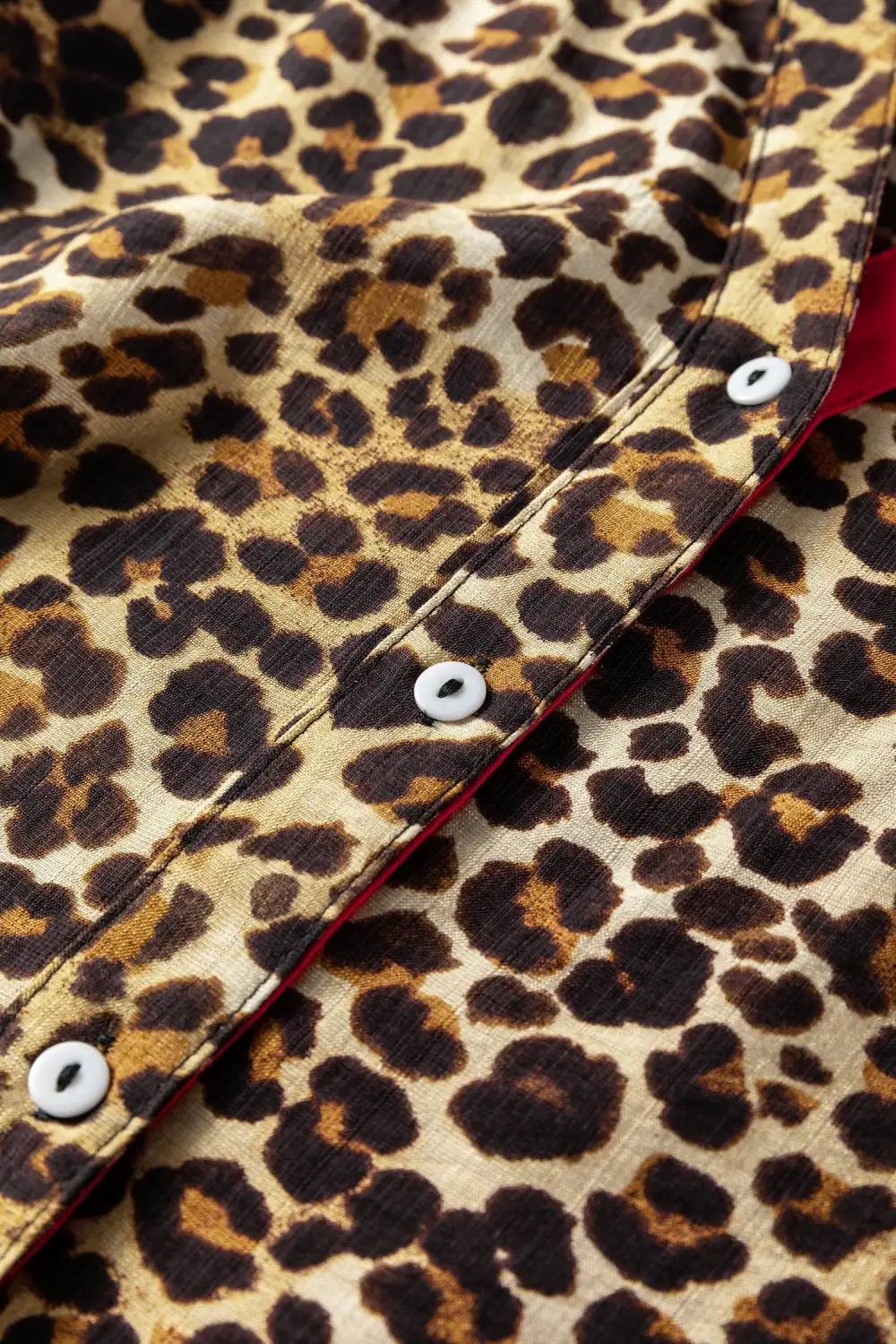 Leopard Print Ruffled V-Neck Shirt Blouse