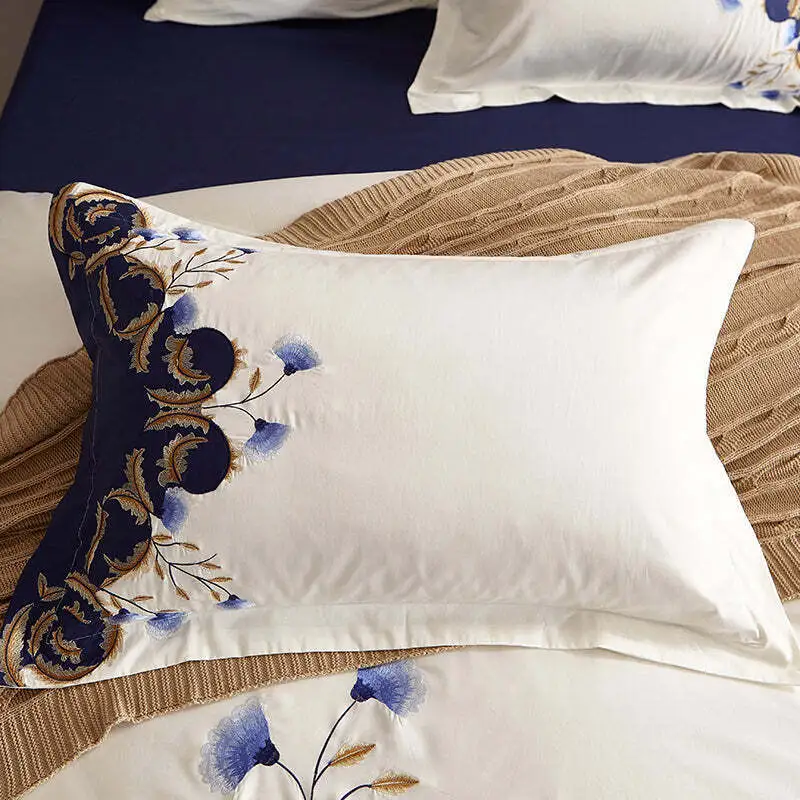 Luxury Embroidered Egyptian Cotton Duvet Cover Set