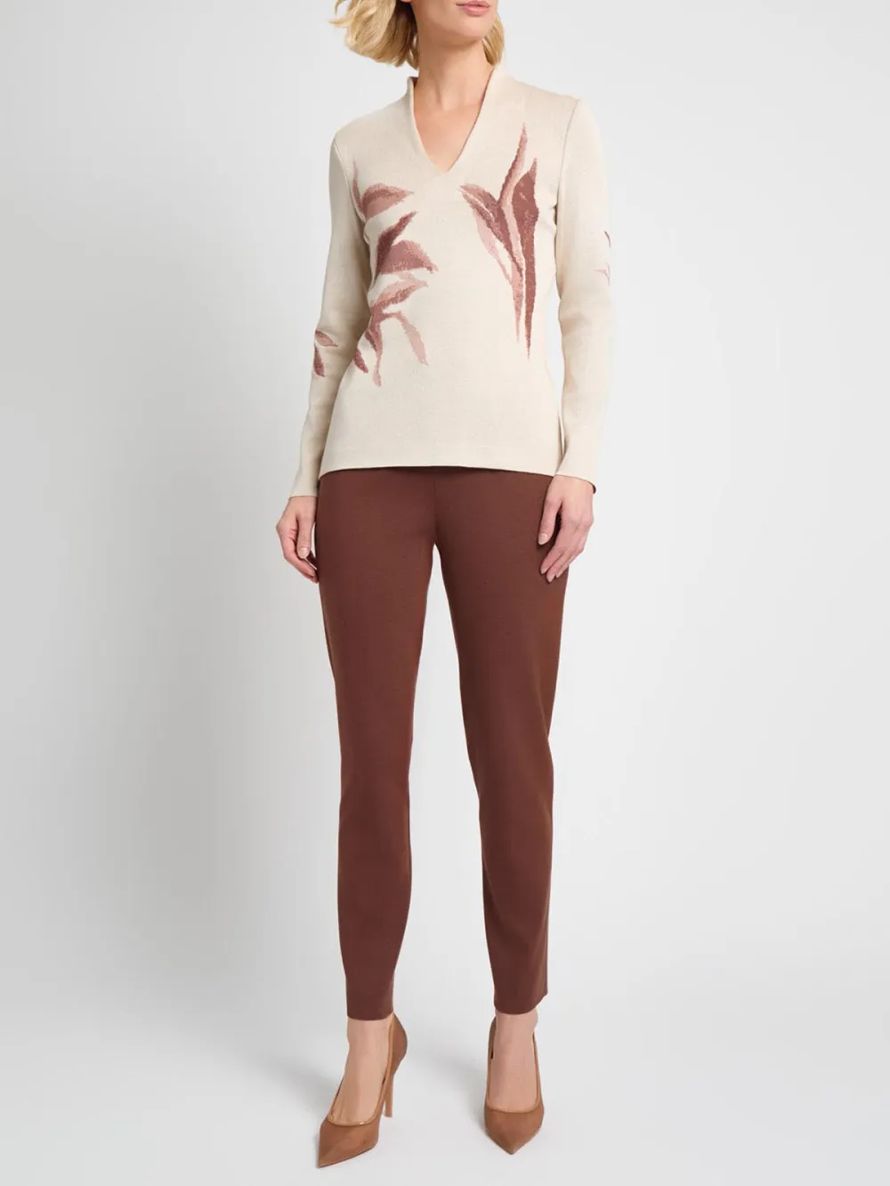 Solid Color Mid Waist Pants