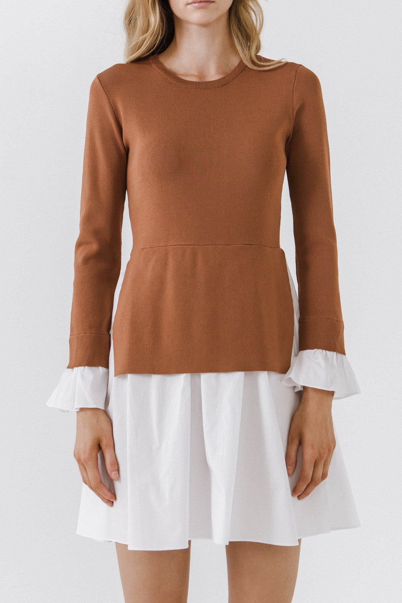 Poplin Combo Knit Dress