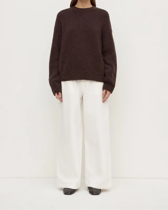Dark Choc Alpaca Blend Cropped Knit Sweater