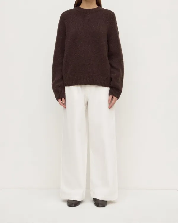 Dark Choc Alpaca Blend Cropped Knit Sweater