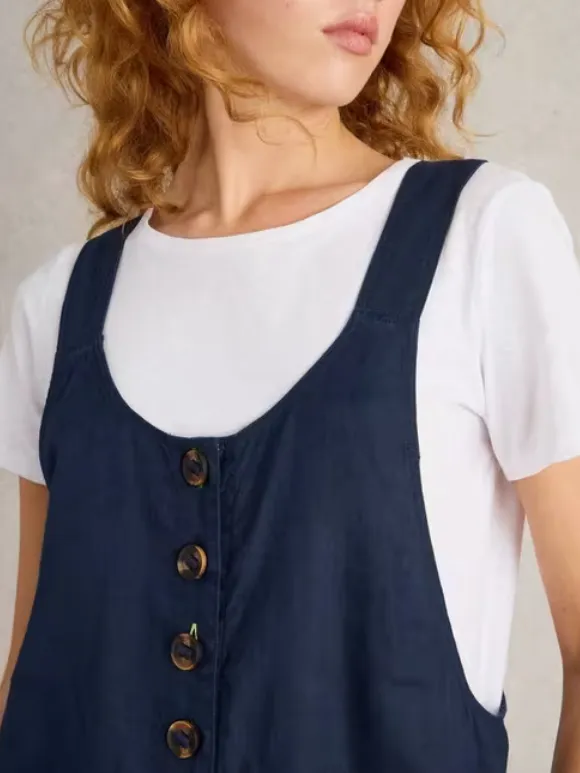 Square Neck Linen Dungaree