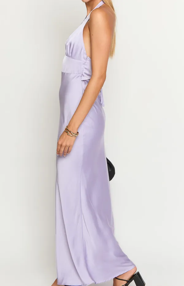 Soft Satin Halter Halter Neck Maxi Dress