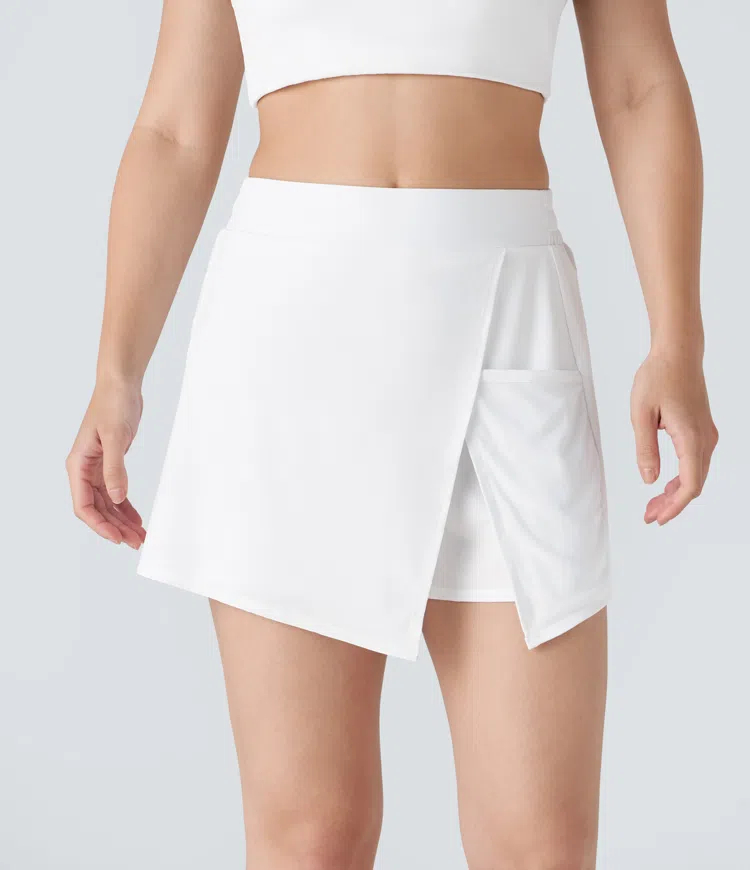 High Waisted Split Contrast Mesh Pocket Mini A Line Quick Dry Tennis Skorts