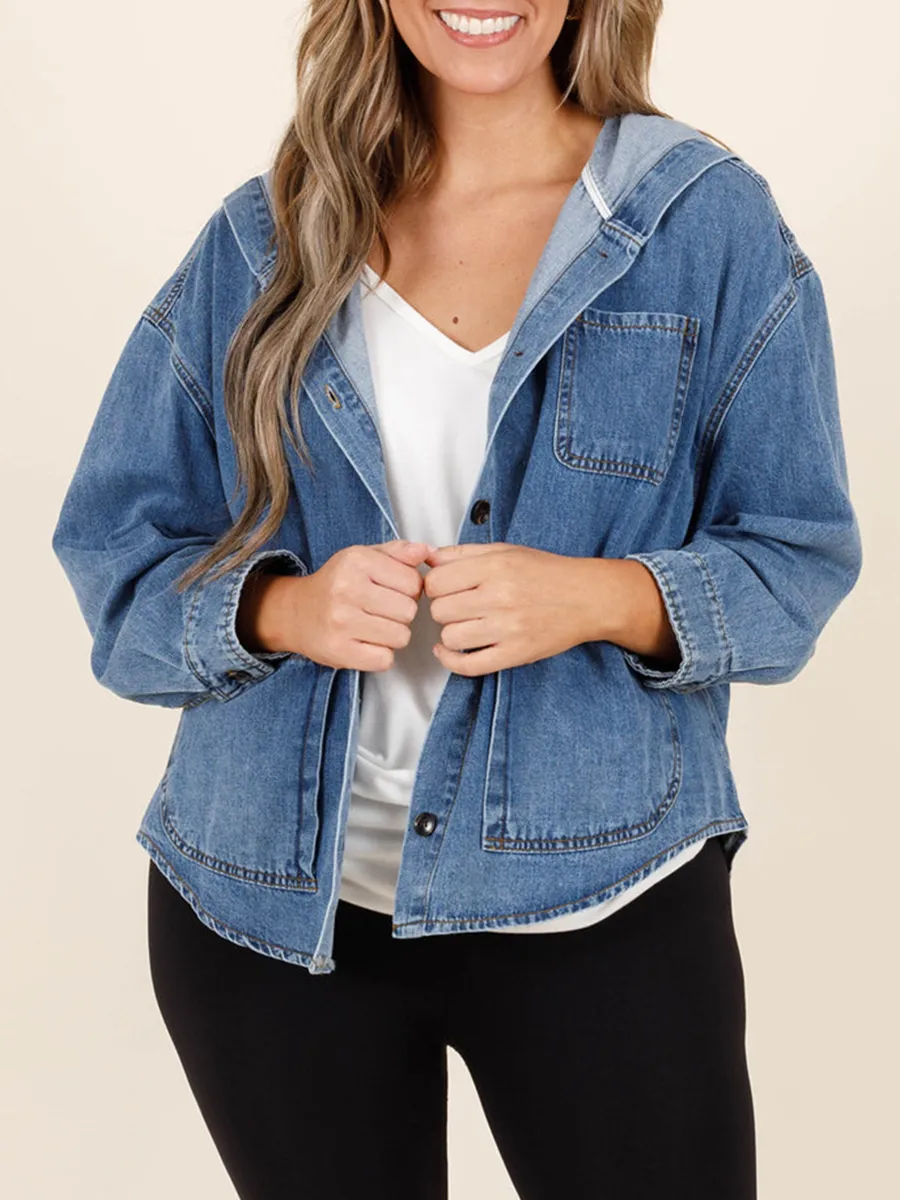 Multi Pocket Hooded Denim Jacket