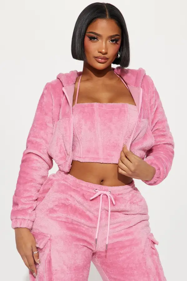 Katie 3 Piece Snuggle Pant Set - Pink
