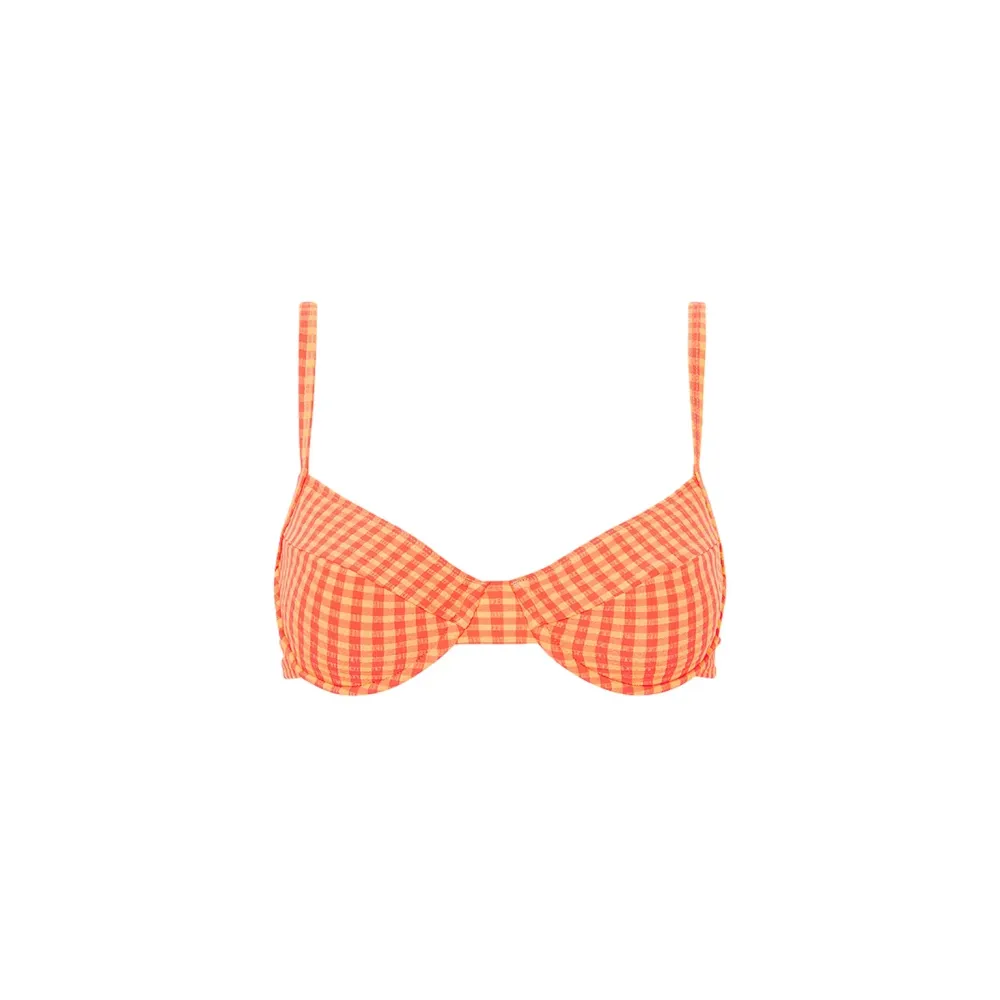 Orange Gingham Underwire Bikini Top