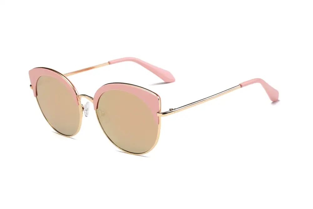 Round Chic Half Frame Cat-Eye Sunglasses