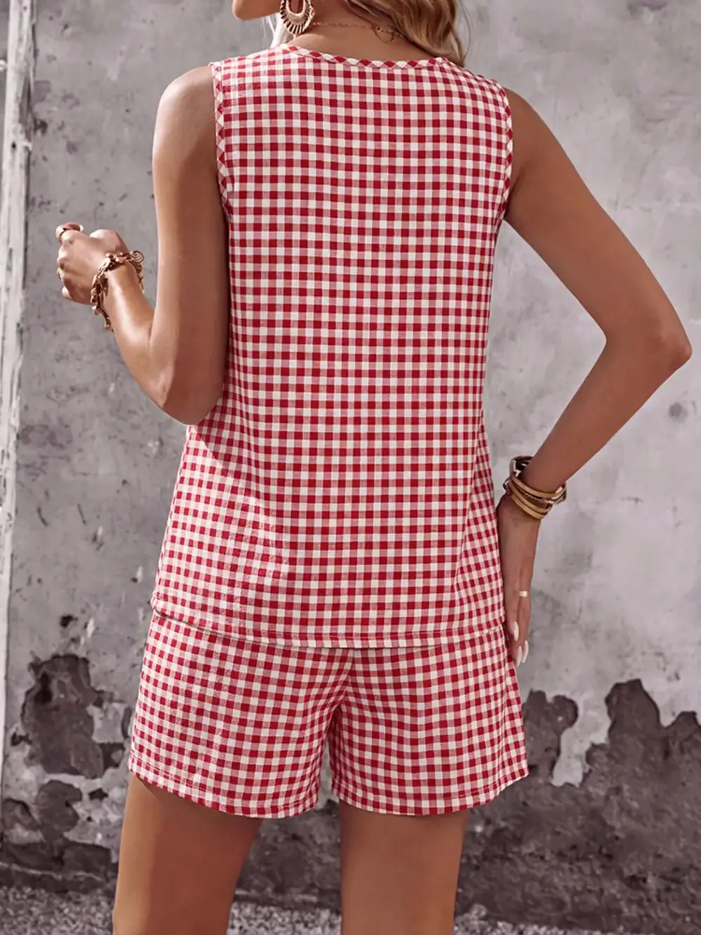 Sleeveless Gingham Jumpsuit