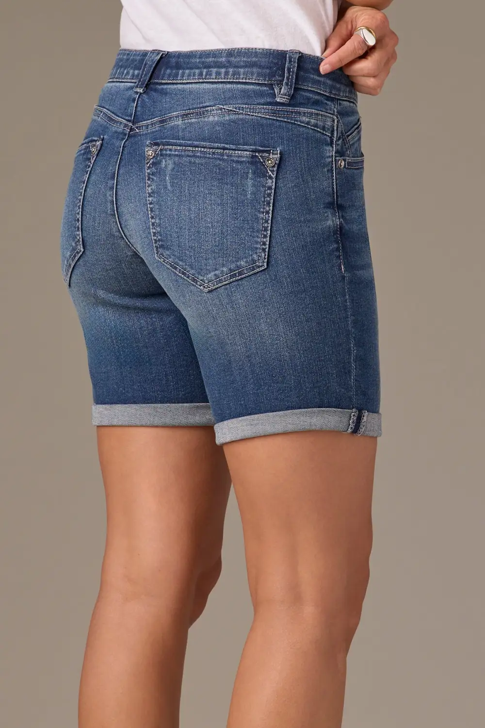 Mid Rise Whiskered 7-inch Inseam Shorts