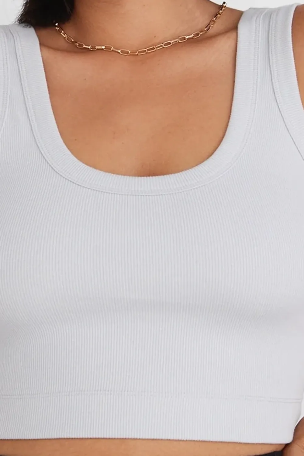 Grey Ribbed Crop Tank Top
