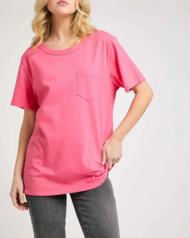 Coral Oversized Pocket Tee