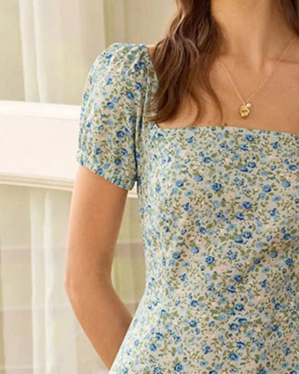 Floral Print Neo Mint Dress
