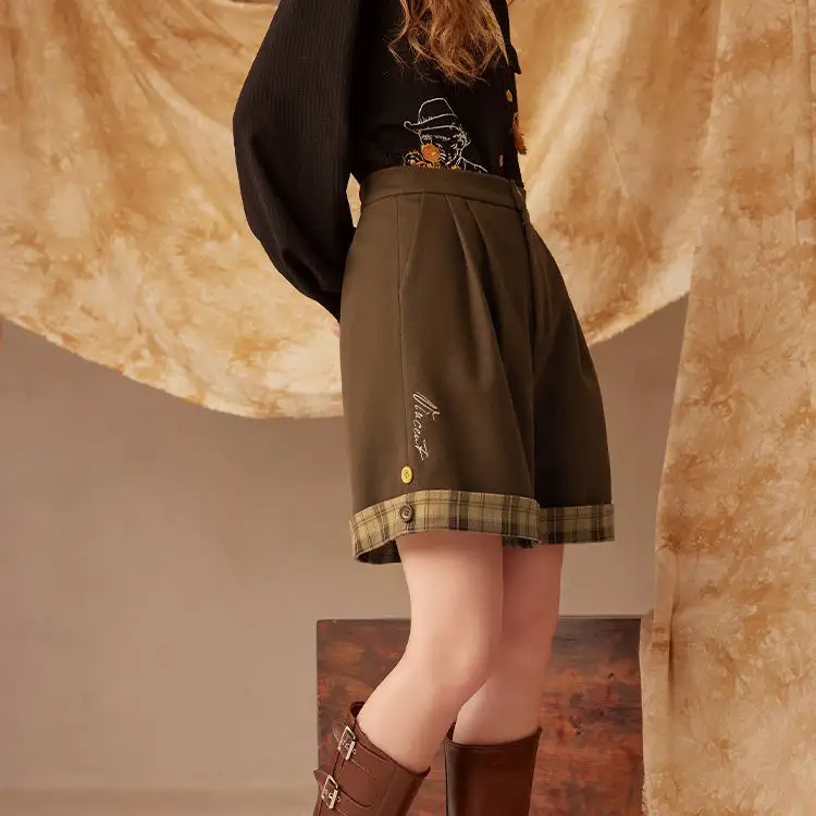 Embroidered Plaid Shorts