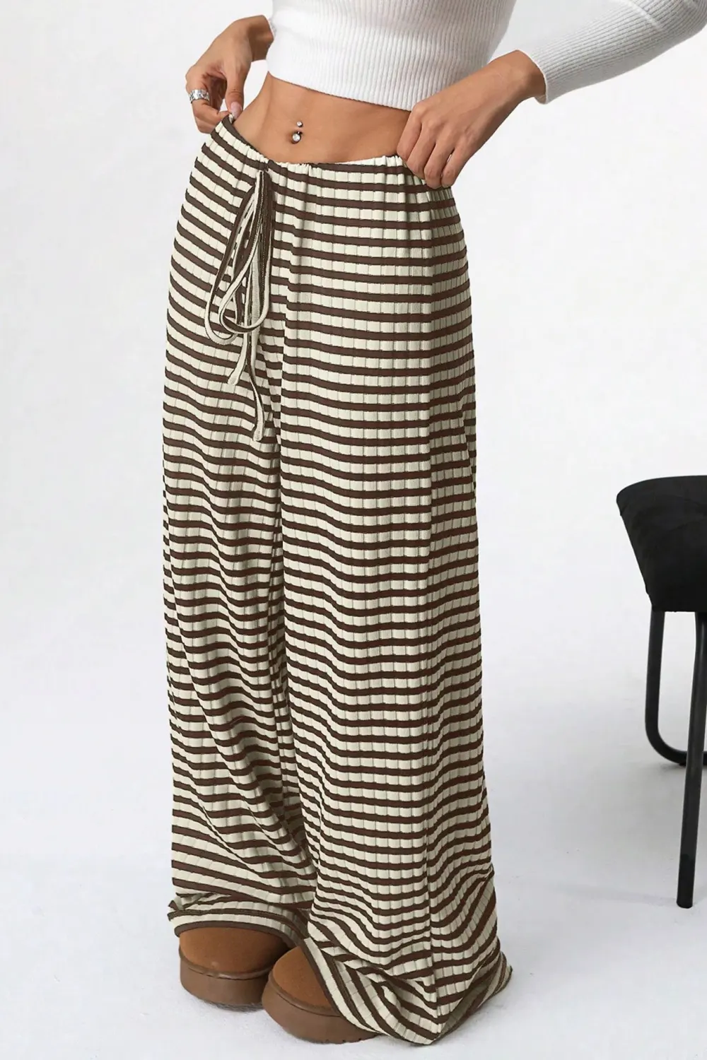 Striped Cotton Drawstring Pants