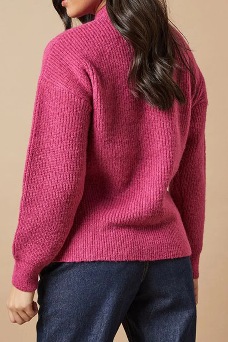 Casual Style Crew Neck Desert Rose Sweaters