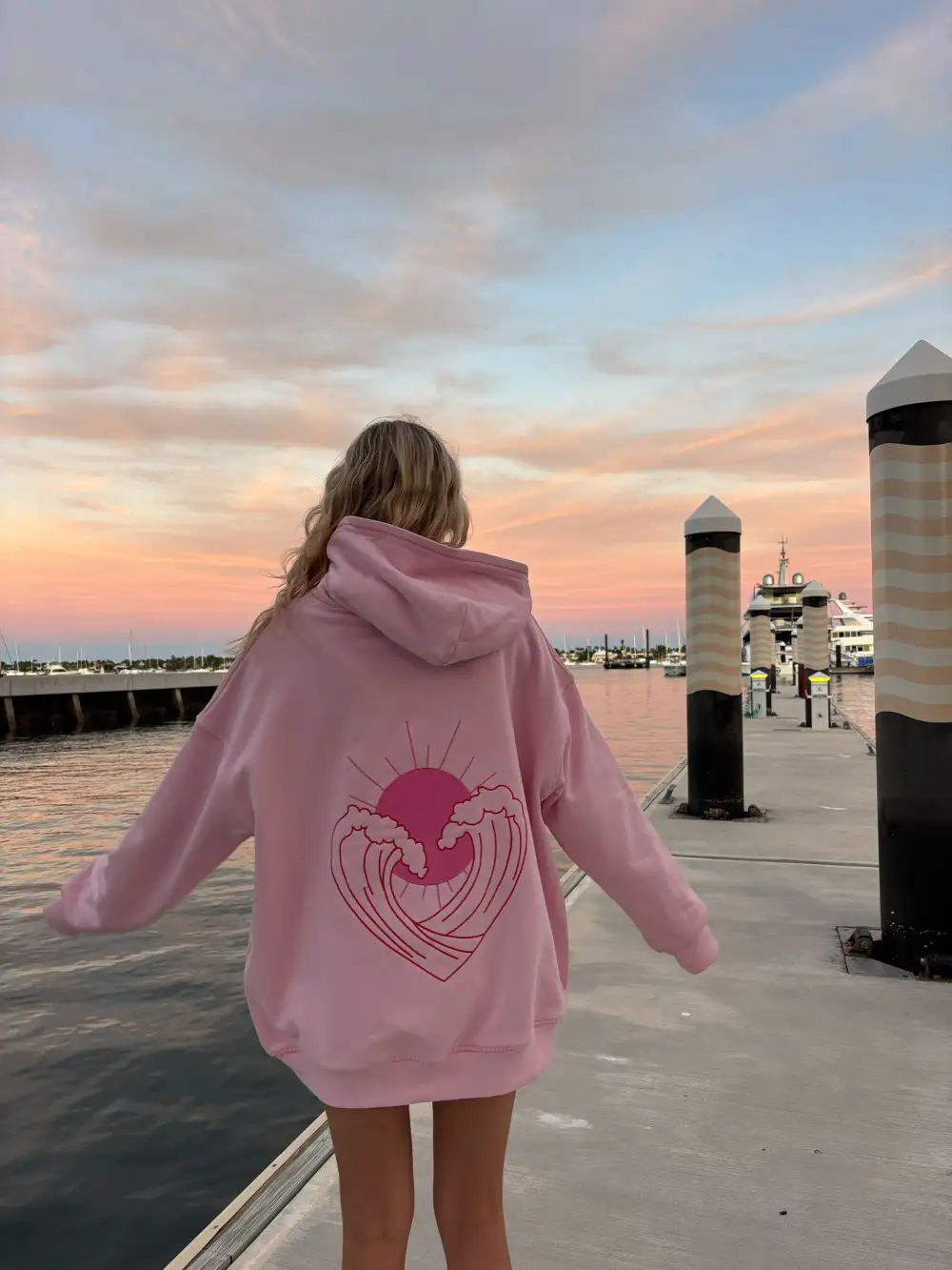 Bubblegum Ocean Heart Stitched Hoodie