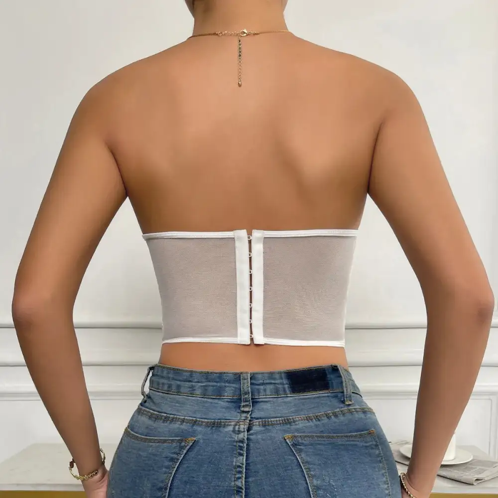 Longline Bra with Rose Motif