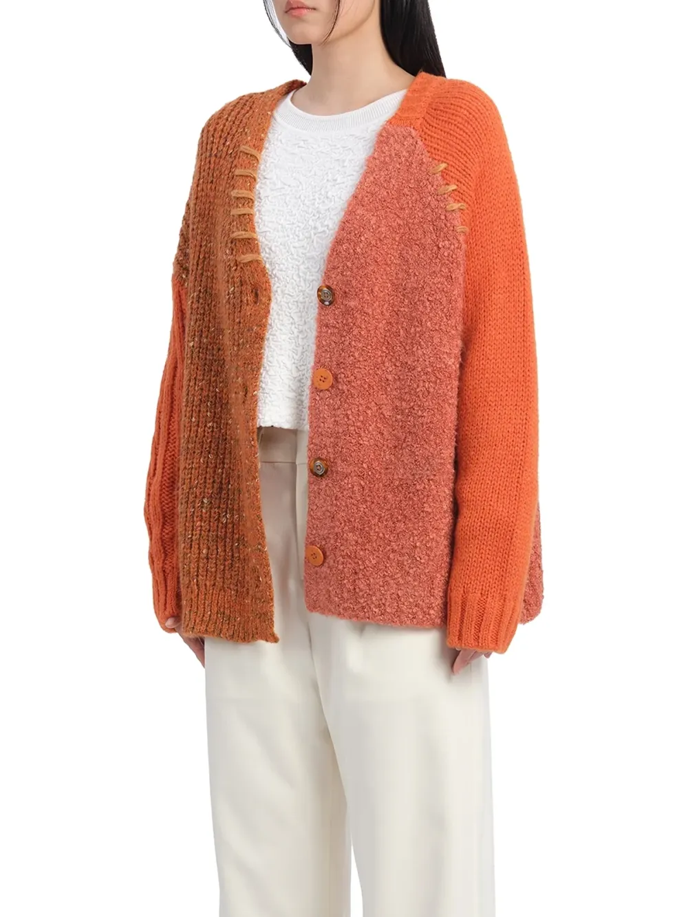 Color - Block Knit Cardigan Jacket
