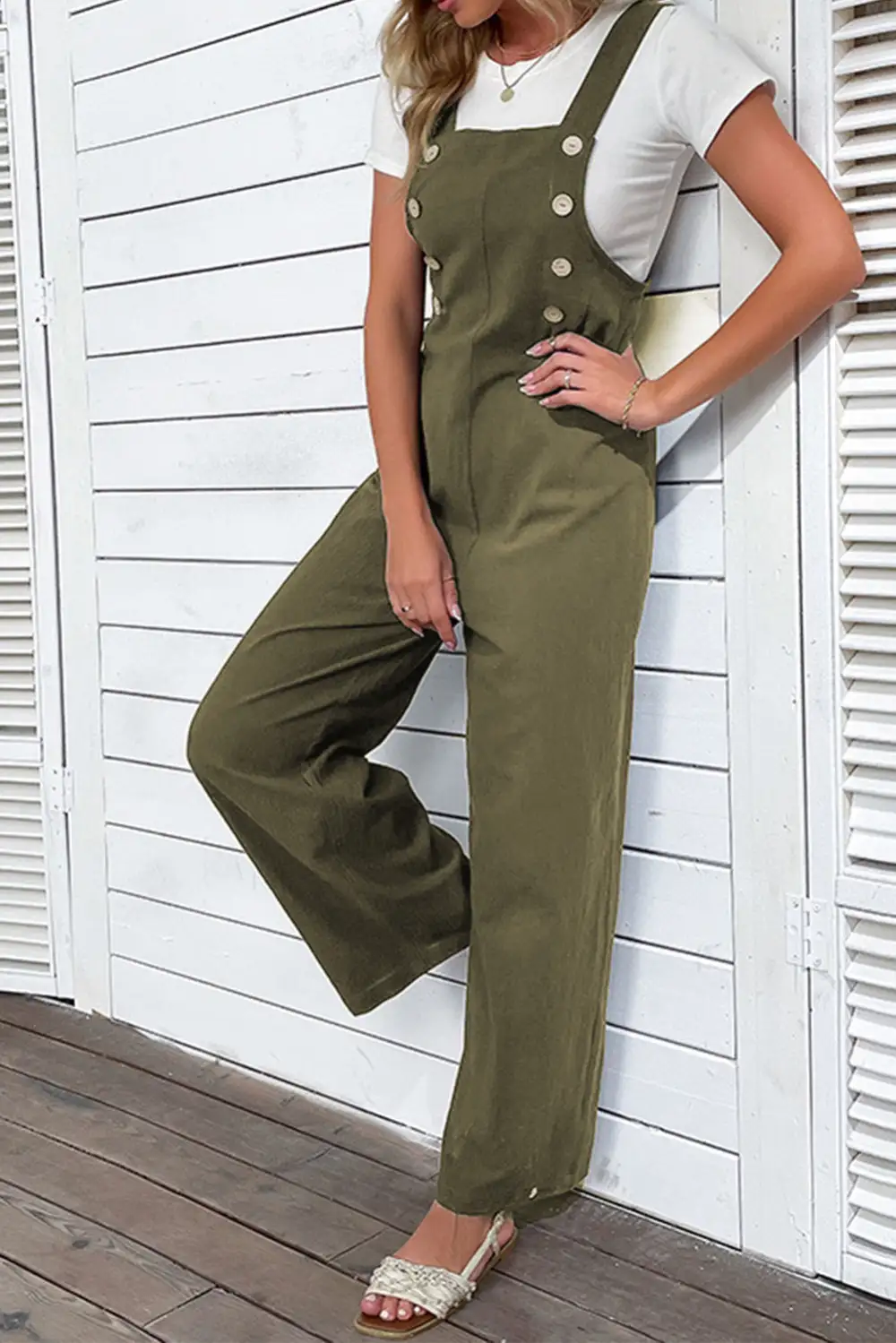 Buttoned Straight Leg Overall