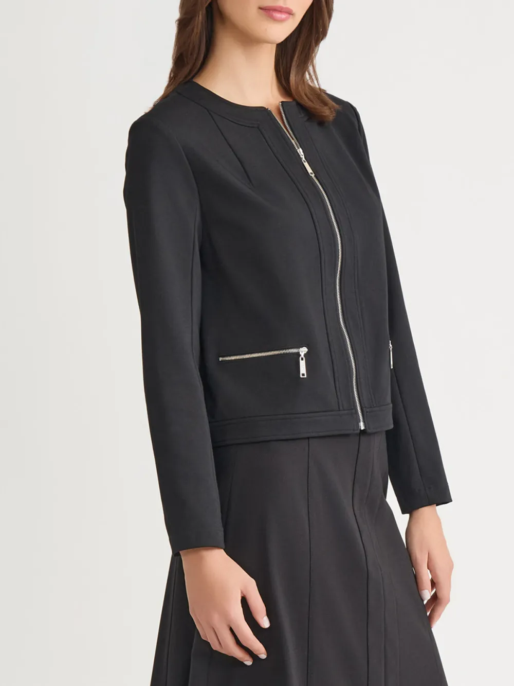 Round Neck Zipper Jacket