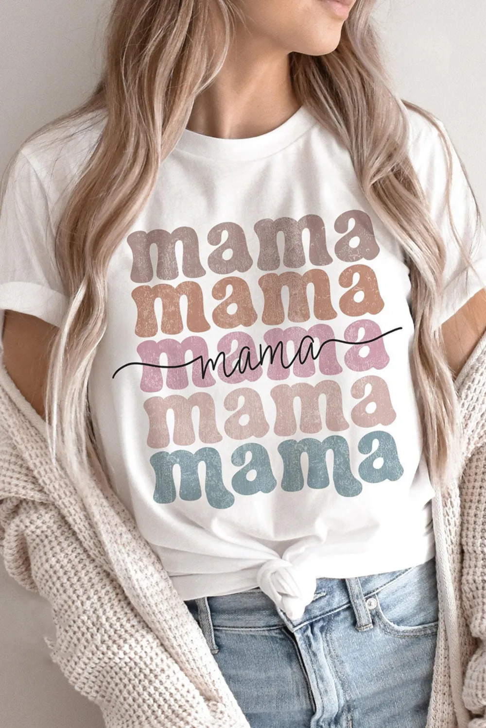 Mama Lettering Printed Crew Tee