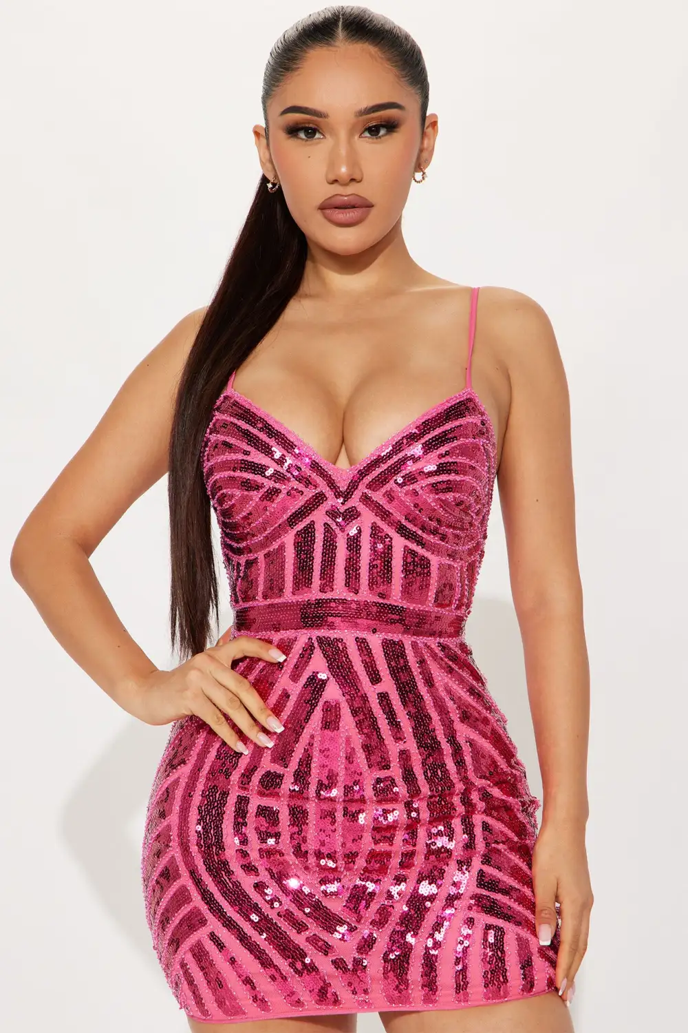 Lissa Sequin Mini Dress - Fuchsia