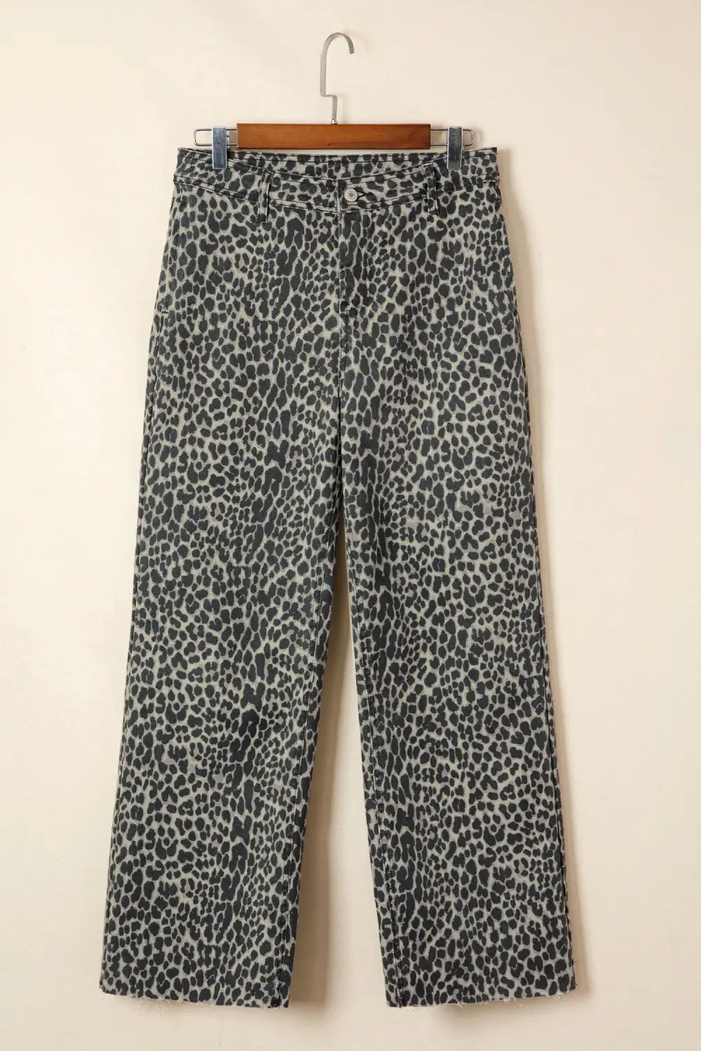 Wide Leg High Waist Leopard Print Jeans
