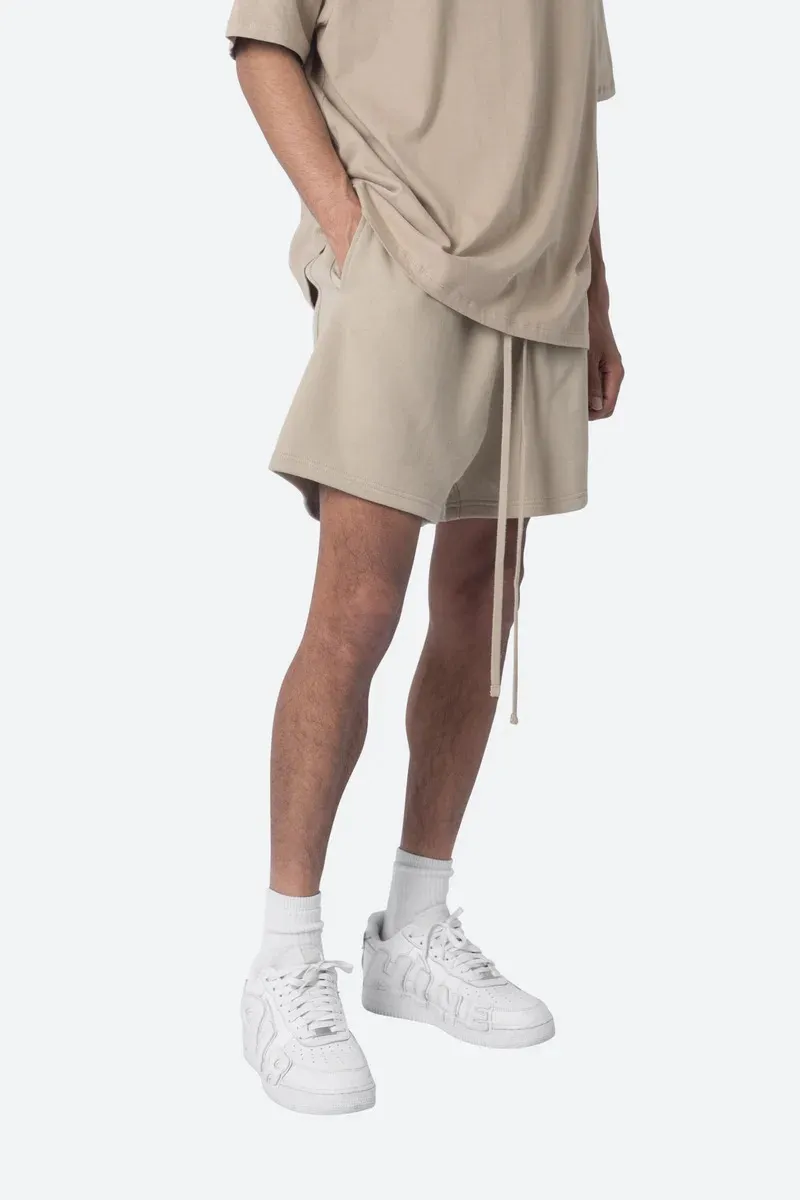 KHAKI ELASTIC WAIST CASUAL SHORTS